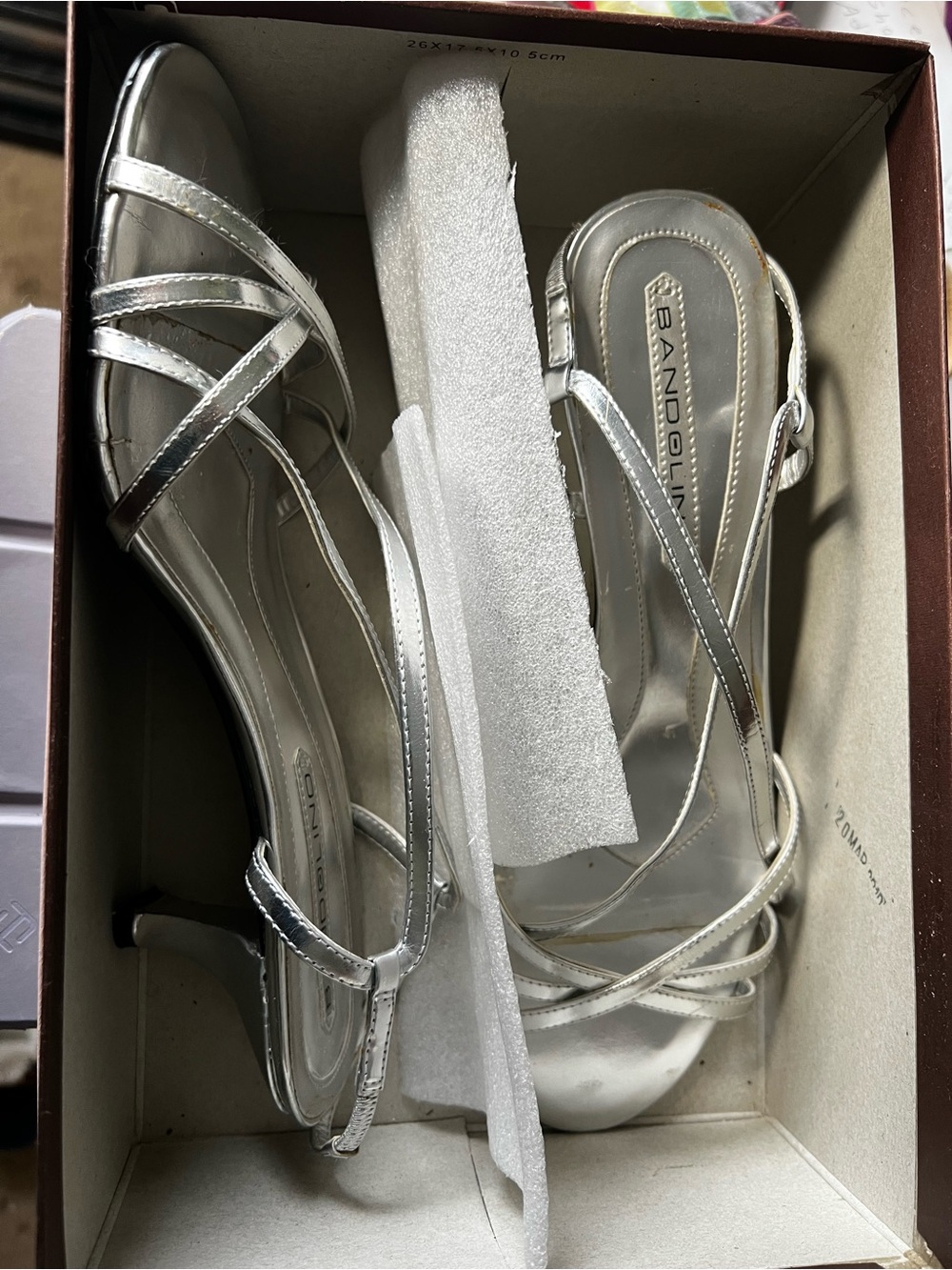 Bandolino Silver Strappy Slingback Heels